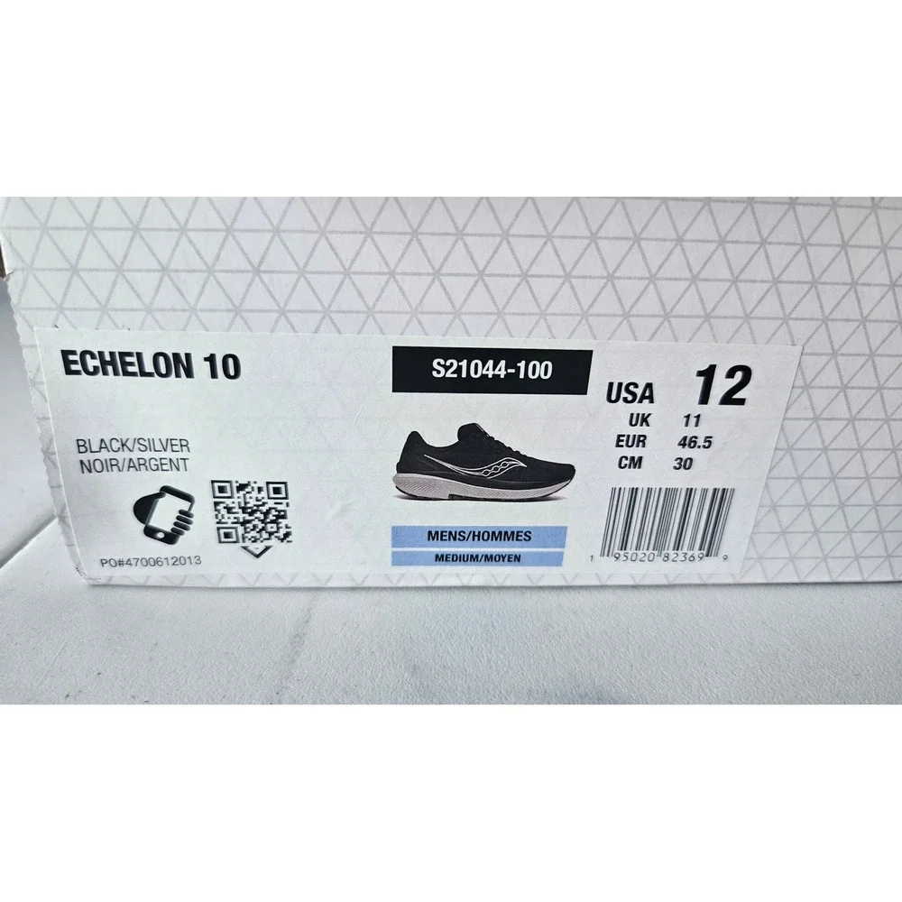 Saucony Echelon 10 Mens Running Shoes Black Silver S21044-100 Size 12